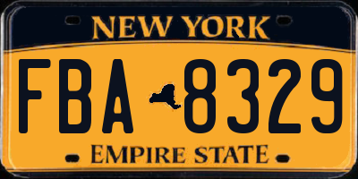NY license plate FBA8329