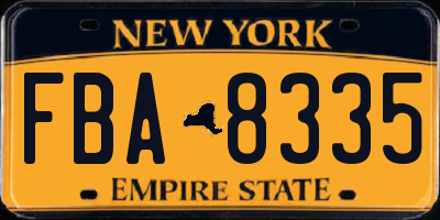 NY license plate FBA8335