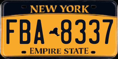 NY license plate FBA8337
