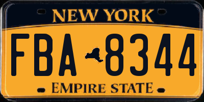 NY license plate FBA8344
