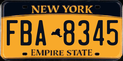 NY license plate FBA8345