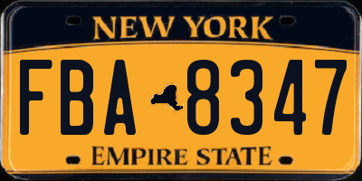 NY license plate FBA8347