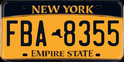 NY license plate FBA8355