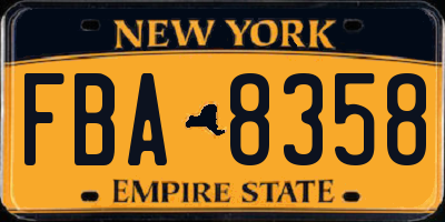 NY license plate FBA8358