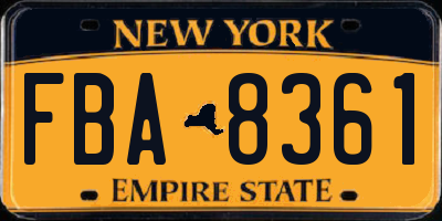 NY license plate FBA8361