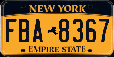 NY license plate FBA8367