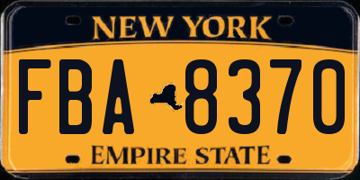 NY license plate FBA8370