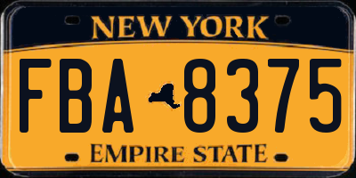NY license plate FBA8375