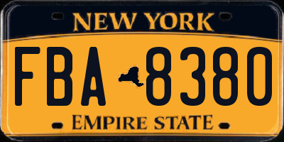 NY license plate FBA8380