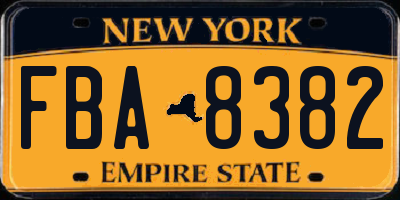 NY license plate FBA8382