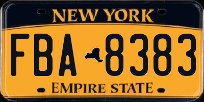 NY license plate FBA8383