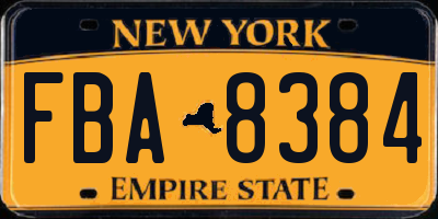 NY license plate FBA8384