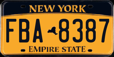 NY license plate FBA8387