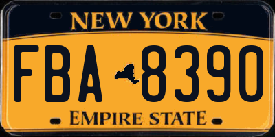 NY license plate FBA8390