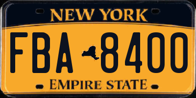 NY license plate FBA8400