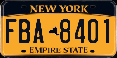 NY license plate FBA8401