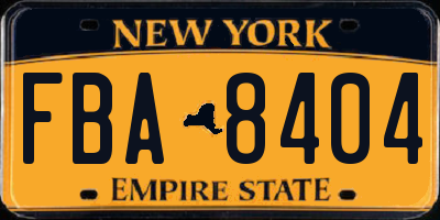 NY license plate FBA8404
