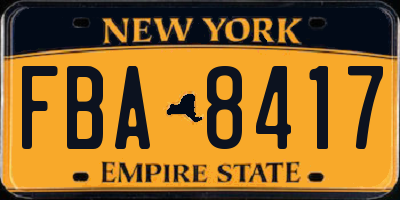 NY license plate FBA8417
