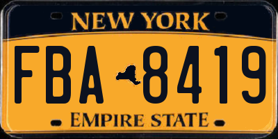 NY license plate FBA8419