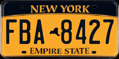 NY license plate FBA8427