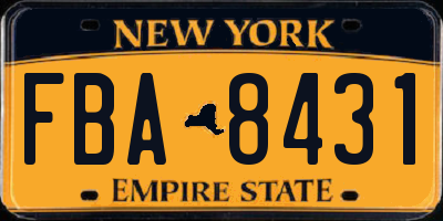 NY license plate FBA8431