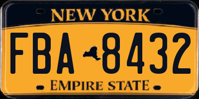 NY license plate FBA8432