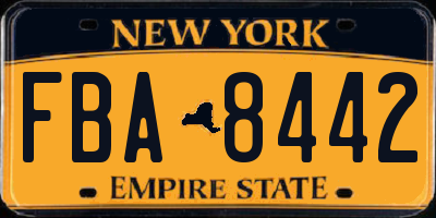 NY license plate FBA8442