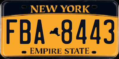 NY license plate FBA8443