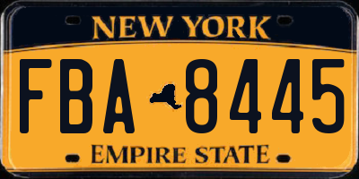 NY license plate FBA8445