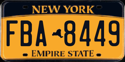 NY license plate FBA8449