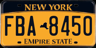 NY license plate FBA8450