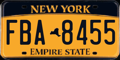 NY license plate FBA8455
