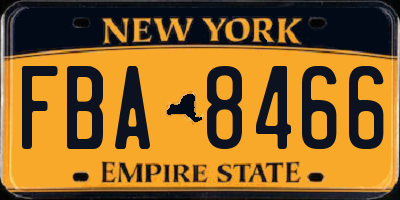 NY license plate FBA8466