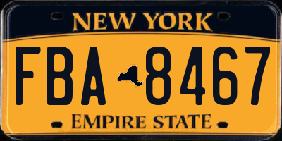 NY license plate FBA8467
