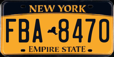 NY license plate FBA8470