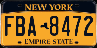 NY license plate FBA8472
