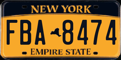 NY license plate FBA8474