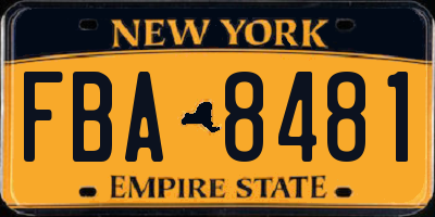 NY license plate FBA8481