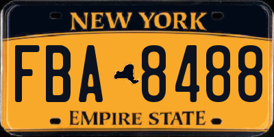 NY license plate FBA8488
