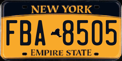 NY license plate FBA8505