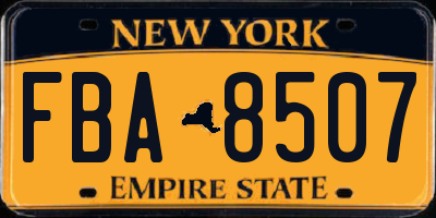 NY license plate FBA8507