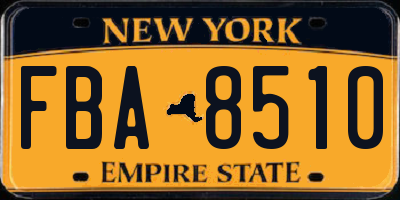 NY license plate FBA8510