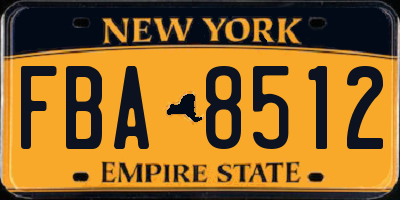 NY license plate FBA8512