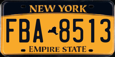 NY license plate FBA8513