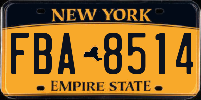 NY license plate FBA8514