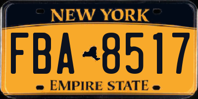 NY license plate FBA8517