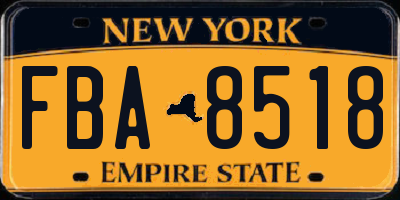 NY license plate FBA8518