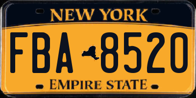 NY license plate FBA8520