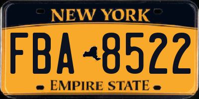 NY license plate FBA8522