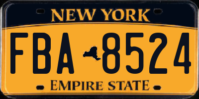 NY license plate FBA8524